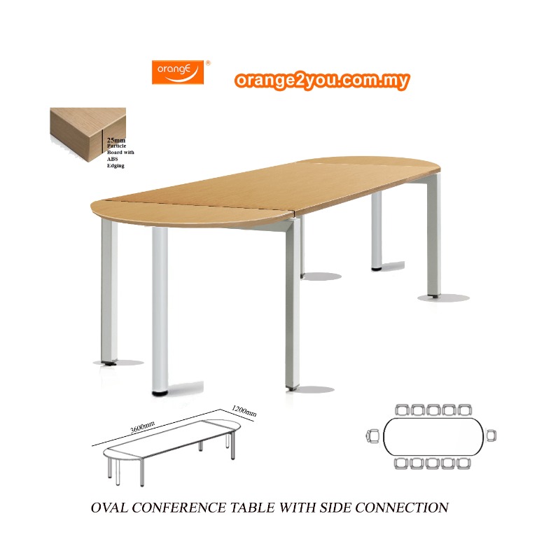 Large Oval Conference Table 12' x 4', Furniture & Home Living