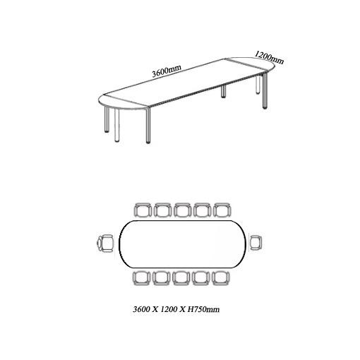 Large Oval Conference Table 12' x 4', Furniture & Home Living