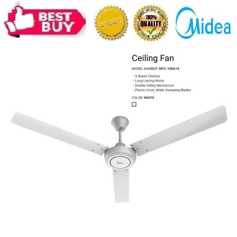 Midea 60 Ceiling Fan White Mfc 150a15 Furniture Home Living Home Decor Wall Decor On Carousell