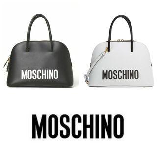 Moschino black logo print leather tote bag: new; authentic, Luxury 