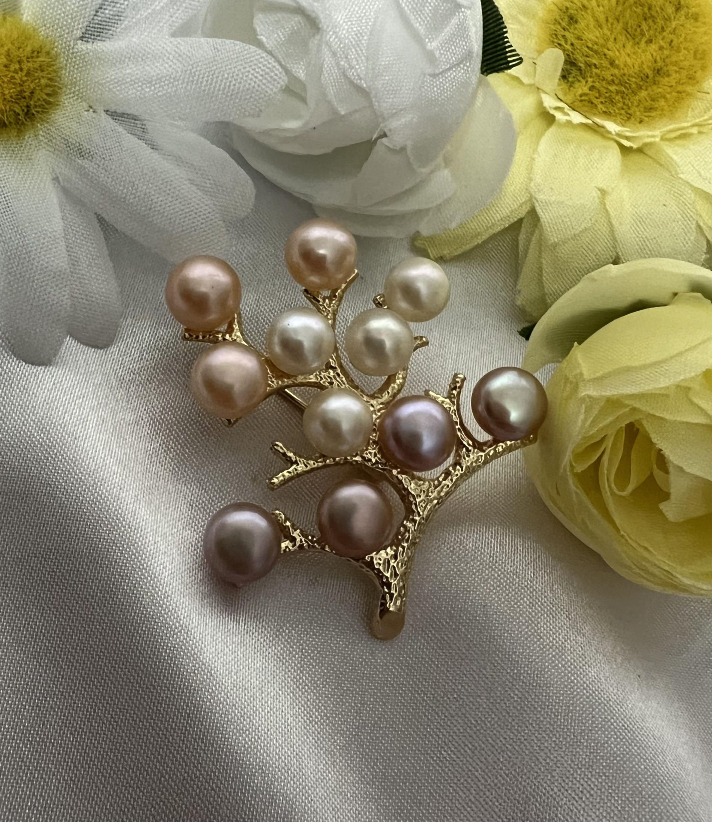 Genuine Natural Freshwater Pearl Brooch Tree of Life Style Brooch Gift