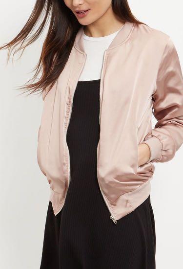 New Look blush pink satin bomber jacket Women s Fashion Coats Jackets and Outerwear on Carousell