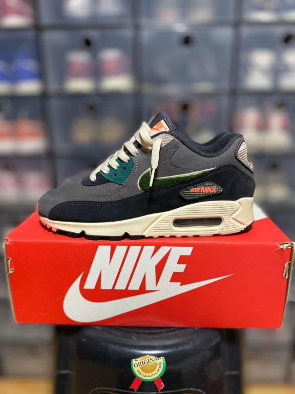 Nike air max 90 essential trainer cheap rainforest / oil grey / white