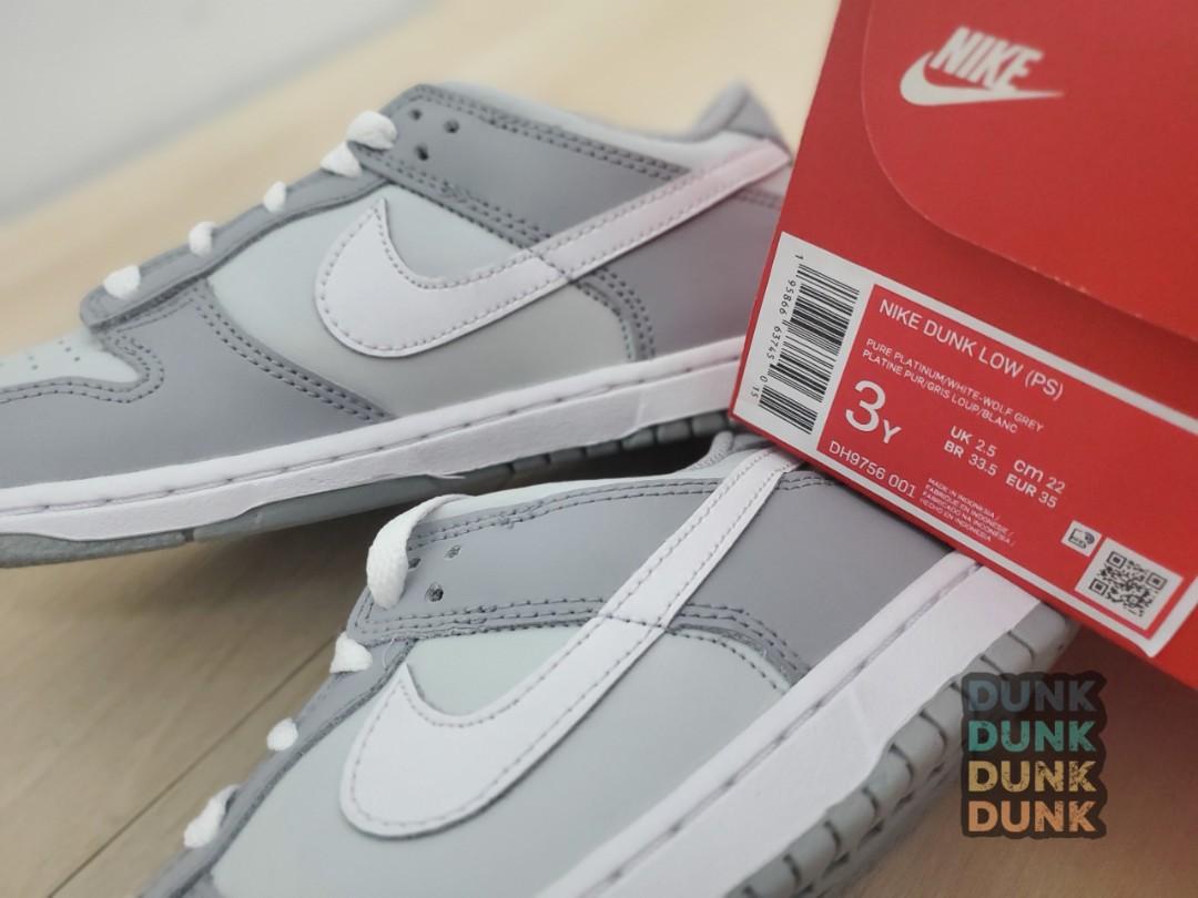 Nike Dunk Low Two-Toned Grey (PS), 女裝, 鞋, 波鞋- Carousell