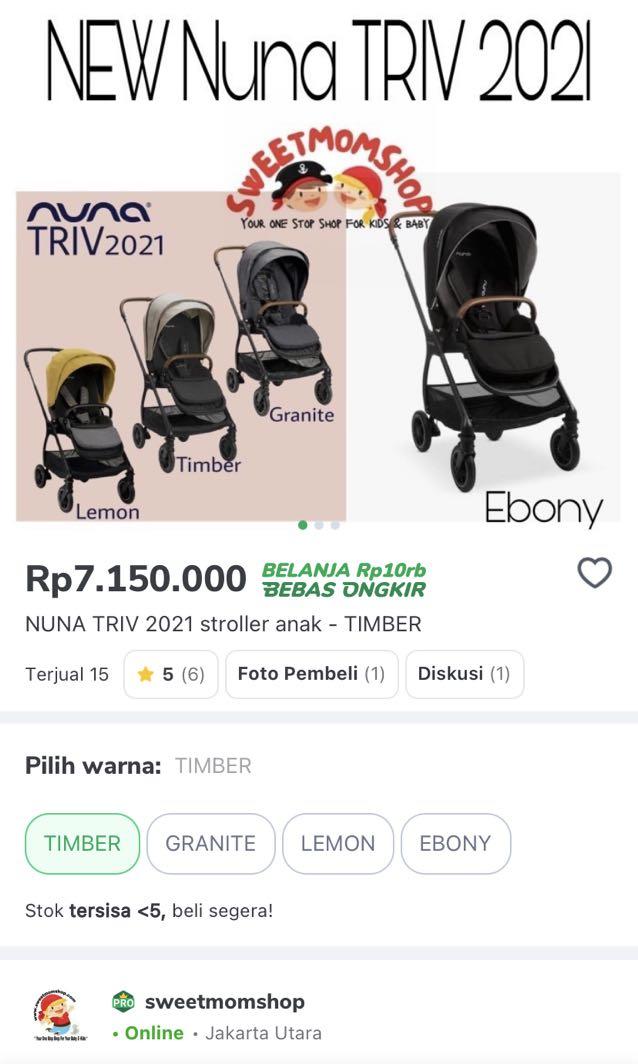 Nuna Triv 2021 Stroller Timber Like New Bayi Anak Kereta