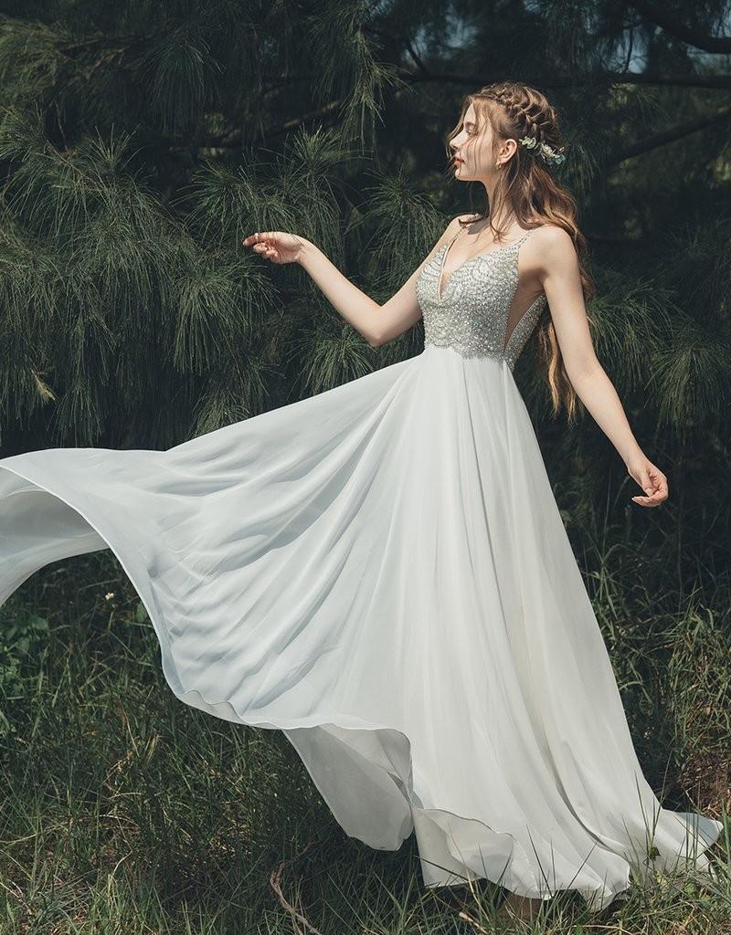 White and silver formal dress outlet