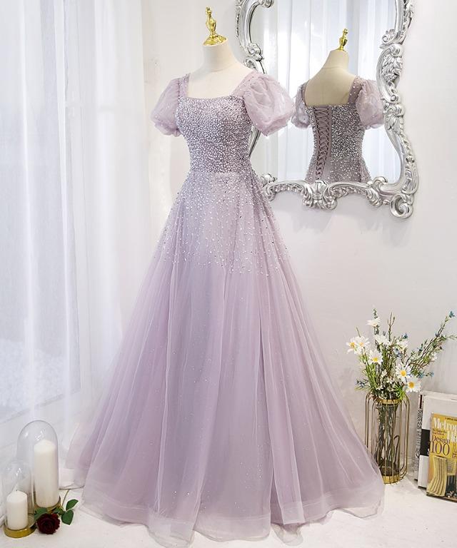 Purple and silver evening dresses discount