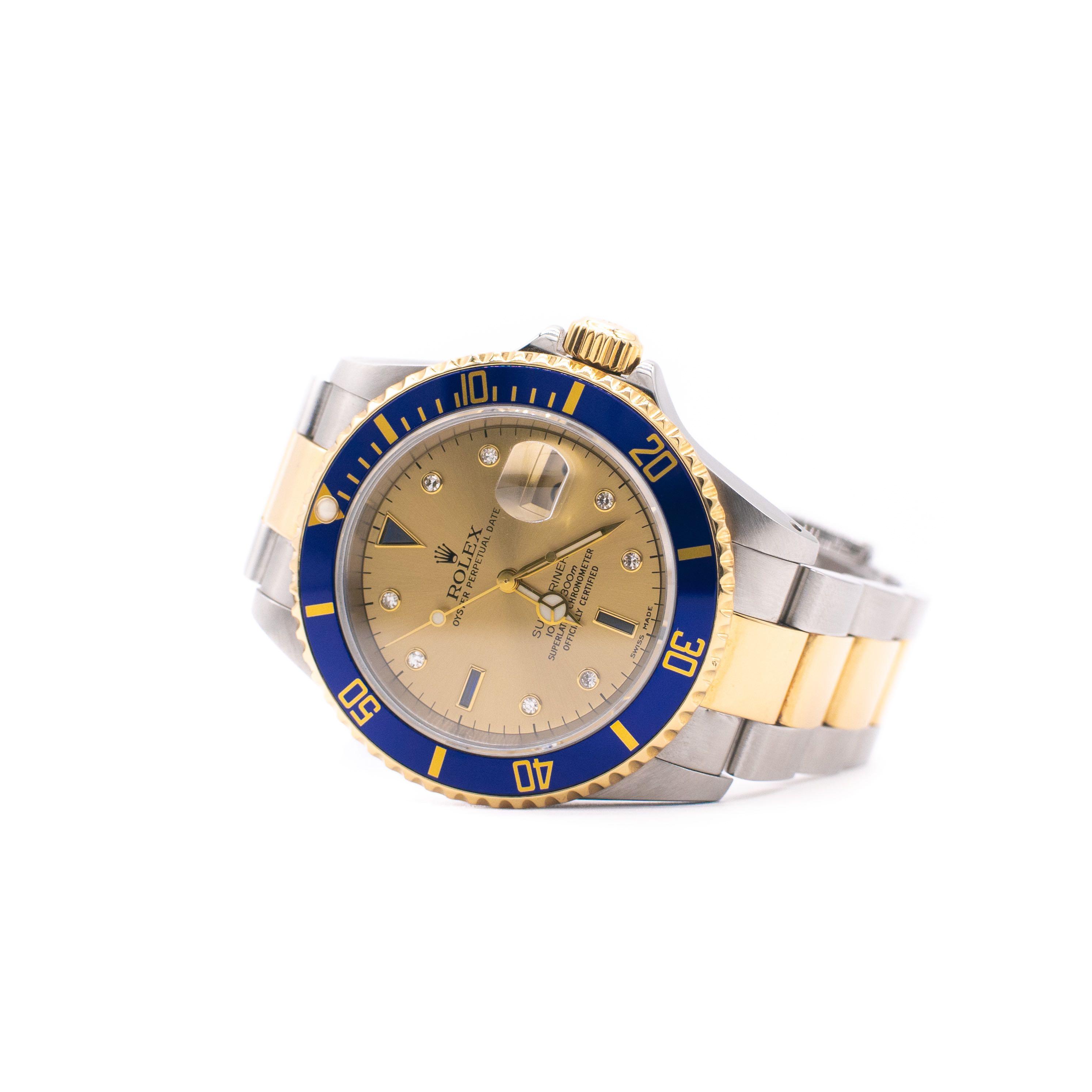 RARE] Rolex Submariner Date 16613 Serti Diamond Dial, Luxury