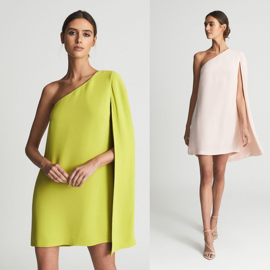 INSTOCK UK10 REISS Samantha one shoulder cape sleeve mini dress