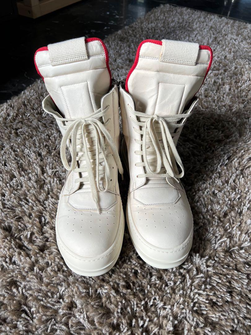 Rick Owens white and red trimming geobasket