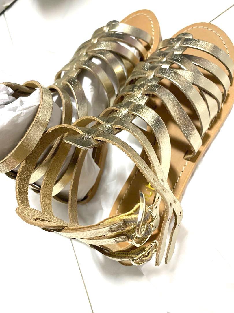 Gold leather sale gladiator sandals