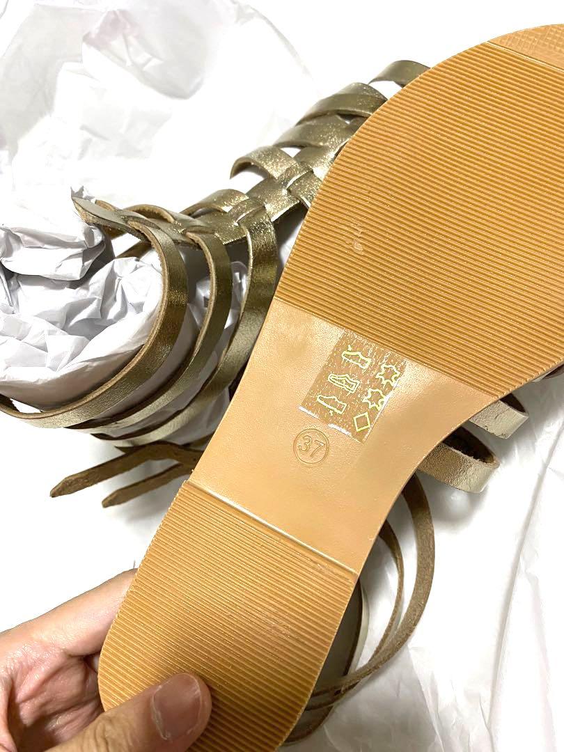 Gold leather new arrivals gladiator sandals