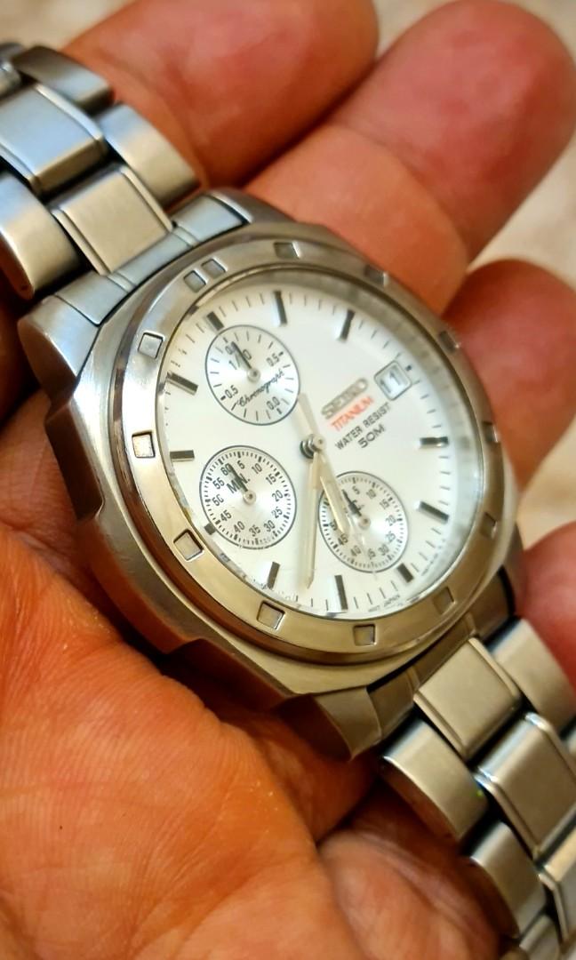 SEIKO TITANIUM CHRONOGRAPH V657-9910 Mens Watch JAPAN | WatchCharts  Marketplace