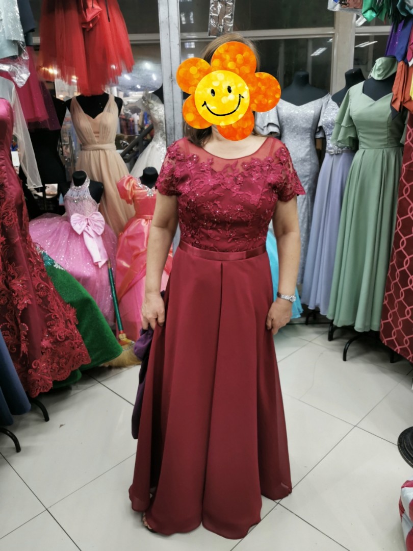 Maroon gown for ninang sales