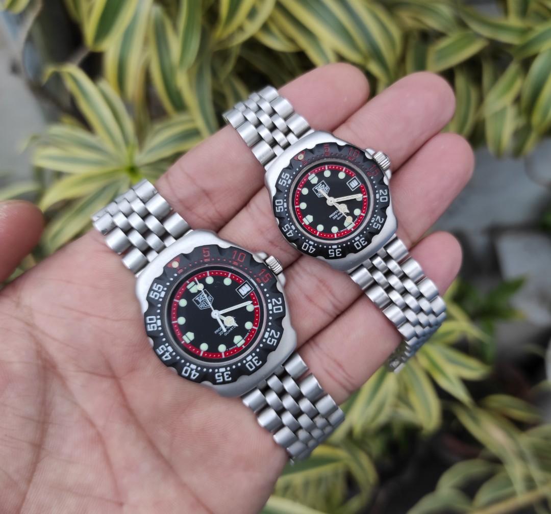 Tag Heuer F1 Classic His and Her Black and Red Dial Metal Strap