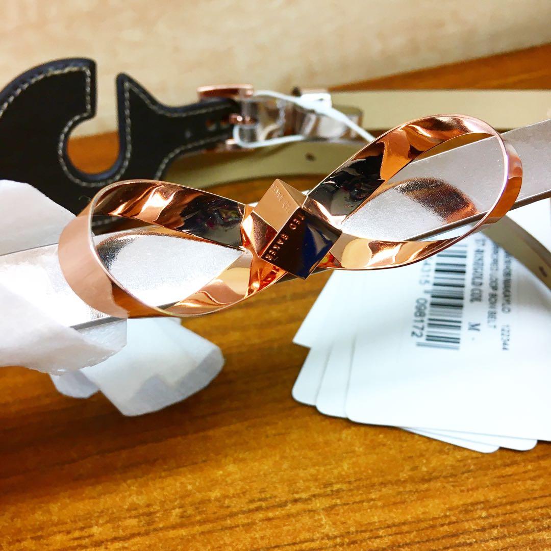 Ted Baker London Rose Gold Elegant Skinny Mirrored Loop Bow Belt