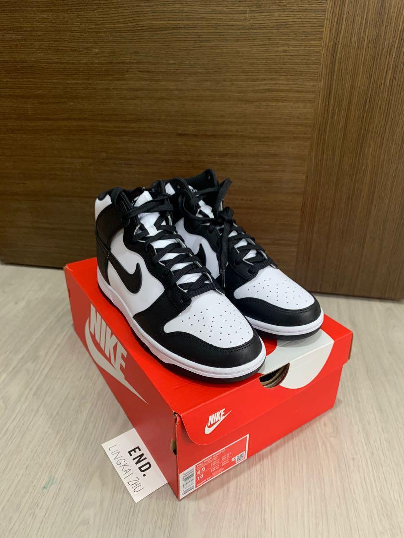 8.5) Nike Dunk High Black White (2021 