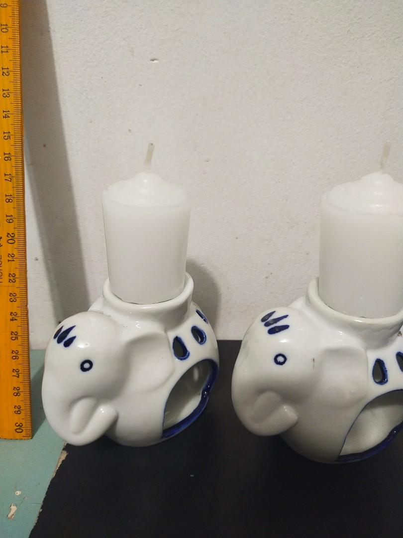 vintage 3 ceramic ELEPHANTS candle holders/1990s/Japan, Hobbies & Toys
