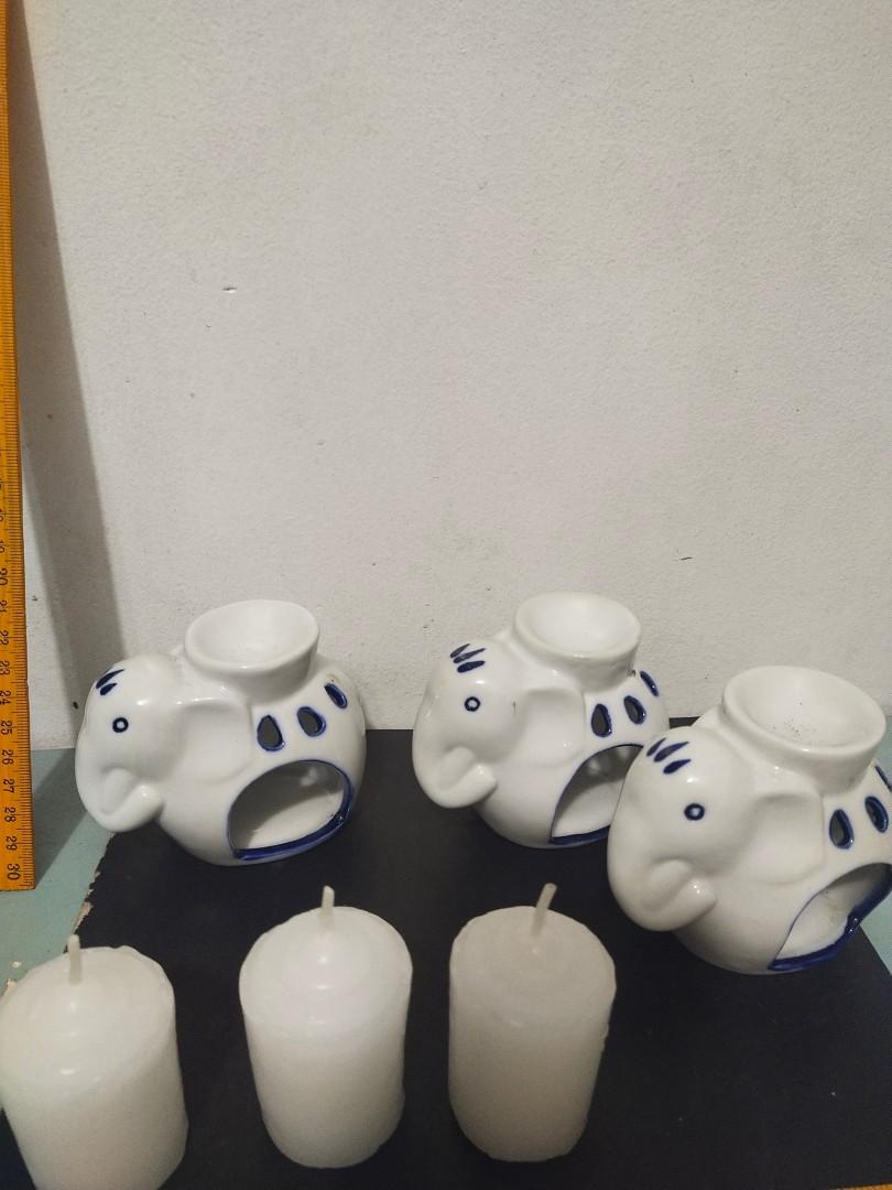 vintage 3 ceramic ELEPHANTS candle holders/1990s/Japan, Hobbies & Toys