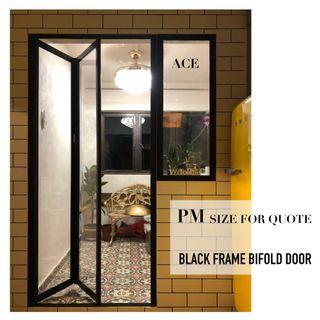 White frame bifold toilet bathroom door