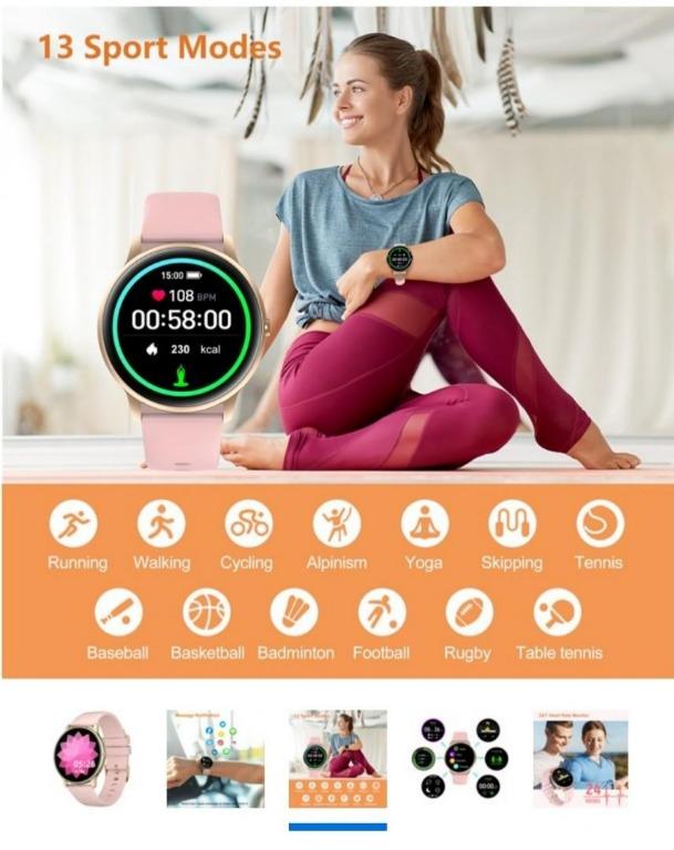 YAMAY SW022 Round Smart Watch for Android and iPhone, Full Touchscreen