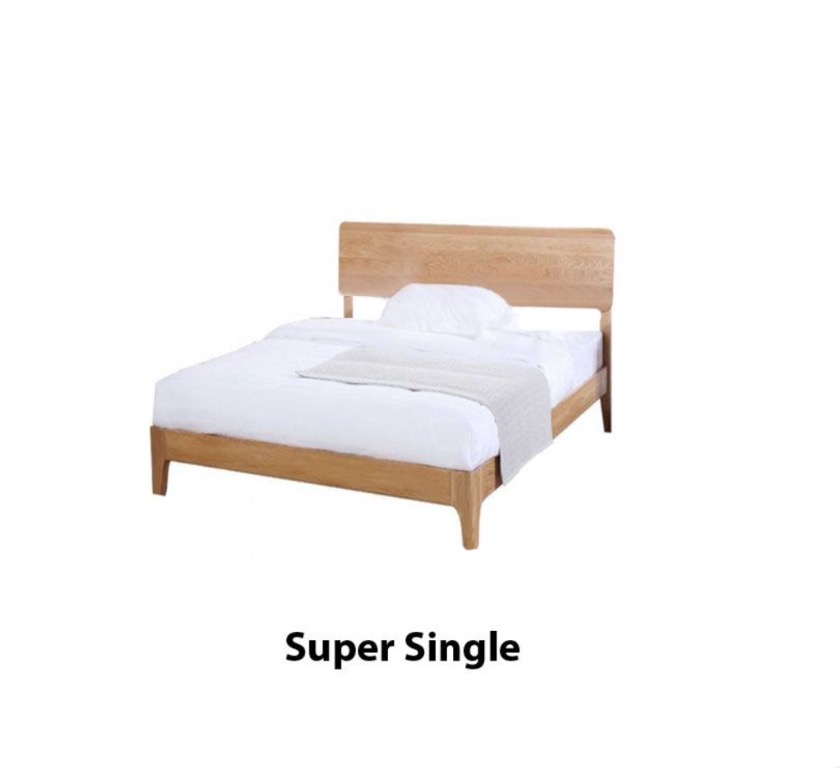 Yasu Solid Oak Smart Bed Frame (Super Single) 1.9m, Furniture & Home