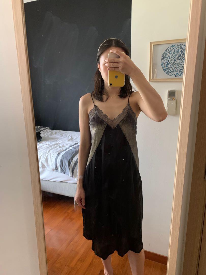 black lace slip dress zara