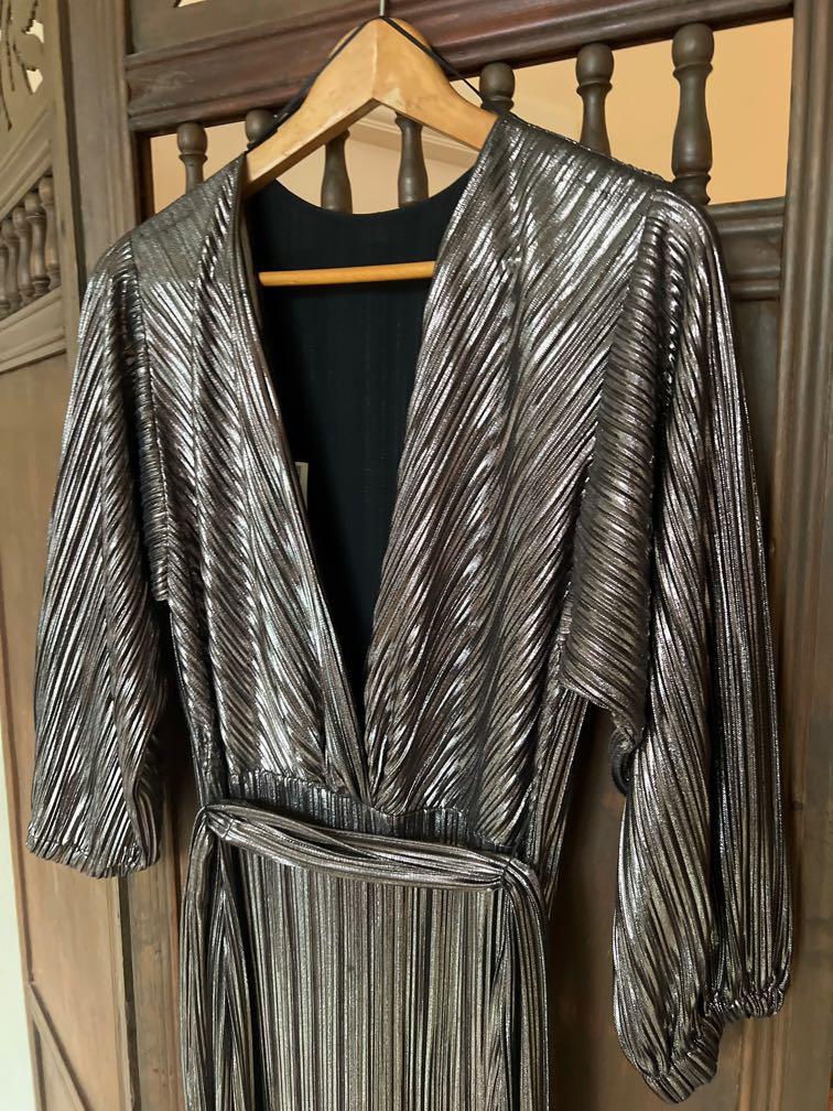 Silver metallic dress zara top
