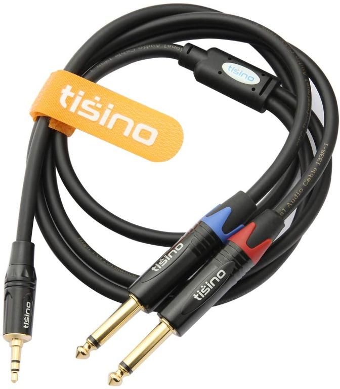 tisino 1/8 to 1/4 Stereo Cable, 1/8 Inch TRS Stereo to Dual 1/4 inch TS  Mono Y-Splitter Cable 3.5mm Aux Mini Jack to Jack Breakout Cord - 3.3 feet