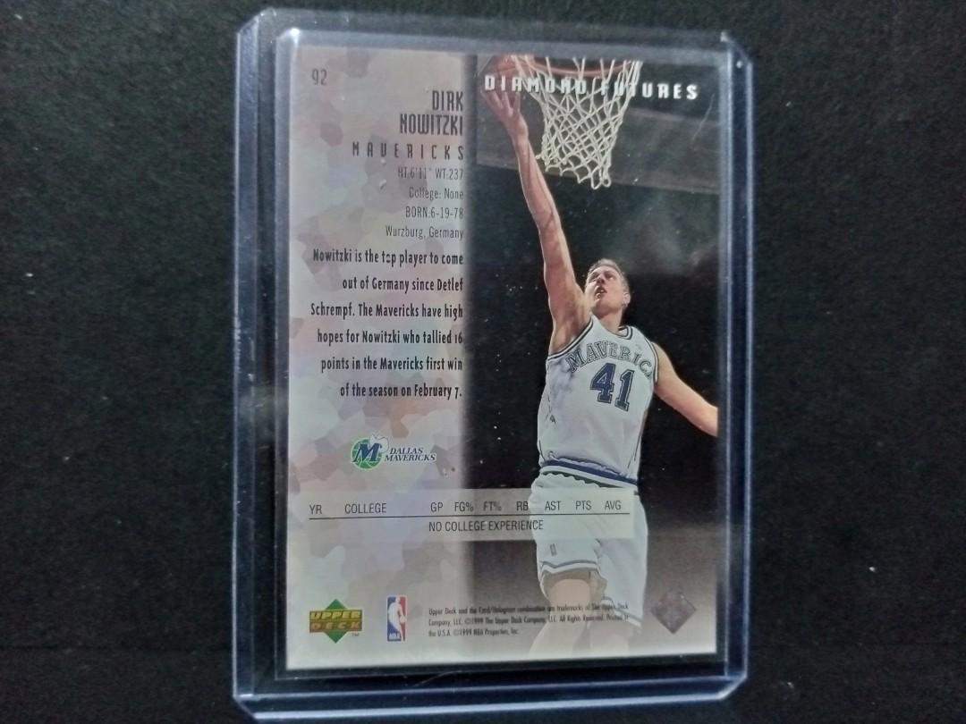 1998-99 Black Diamond #92 Dirk Nowitzki RC (Category: Raw Singles) located in Paranaque City. Submitted by limitedrun (Listing ID 1148439453, Image 2). Description: 1998-99 Black Diamond #92 Dirk Nowitzki RC MUST HAVE!! HARD TO FIND!! PAYMENT: •Bank deposit -BDO, BPI, GCash SHIPPING: •Grab Express, Lalamove, Mr.Speedy (buyer shoulders shipping fee) **No meetups for the meantime due to COVID-19 pandemic** Cards are in prestine condition unless sta