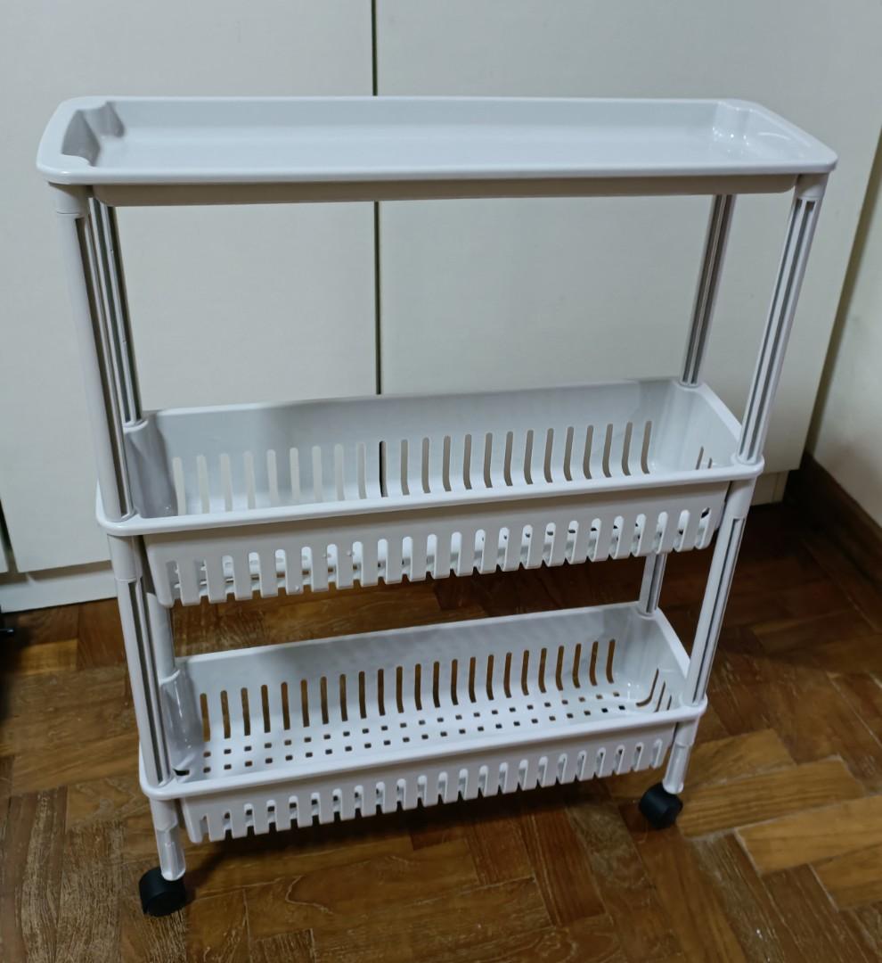 3 Tier Plastic shelves with wheels, Furniture & Home Living, Furniture