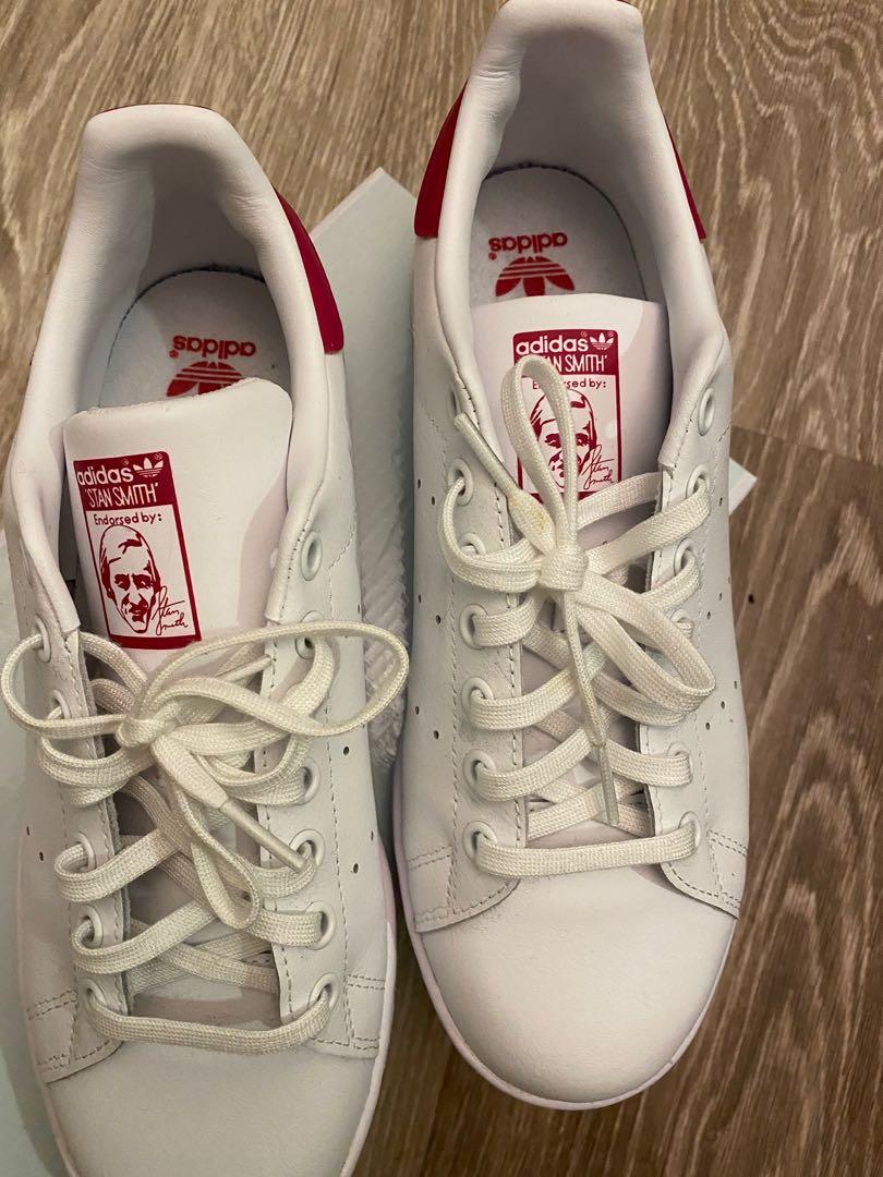 ADIDAS STAN SMITH J SHOES WHITE PINK SIZE 6.5 6 39.5