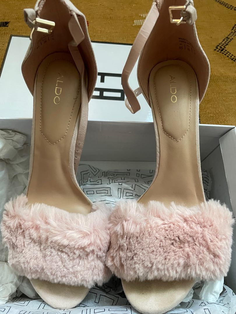 Aldo dusty pink fluffy heels UK6 EU39 US8
