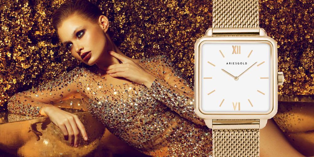 Square face watch gold online