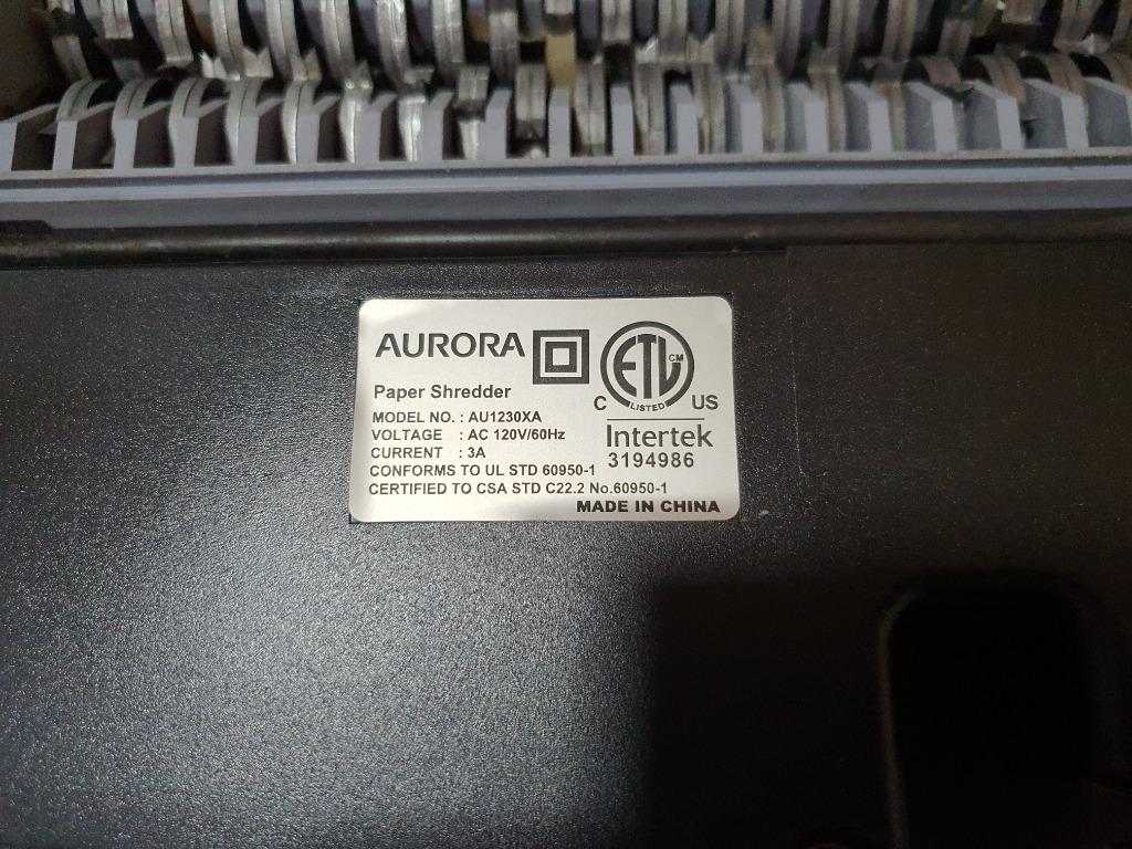 Aurora AU1230XA Shredder AntiJam, 12Sheet Crosscut Paper and Credit