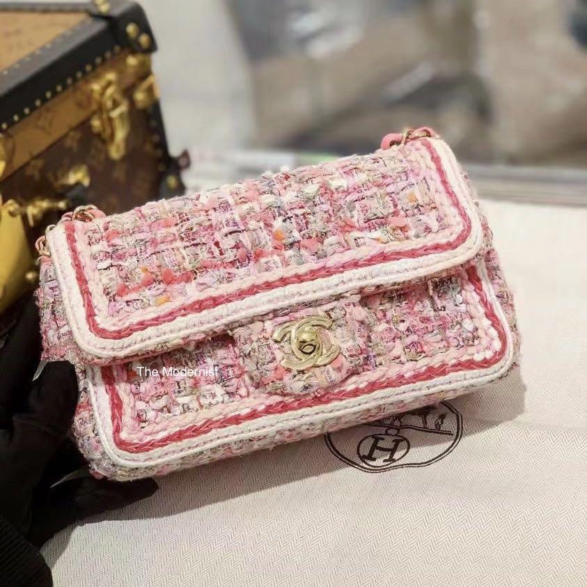 Authentic Chanel Pink Tweed Mini Flap Bag, Luxury, Bags & Wallets on  Carousell
