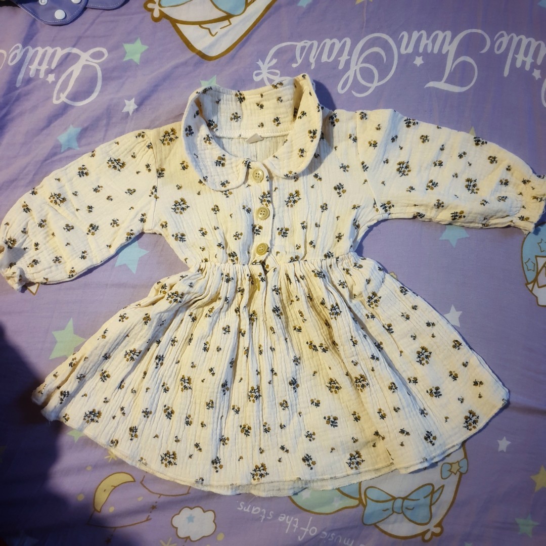 6M1T Baby Girl Cream Floral Dress, Babies & Kids, Babies & Kids