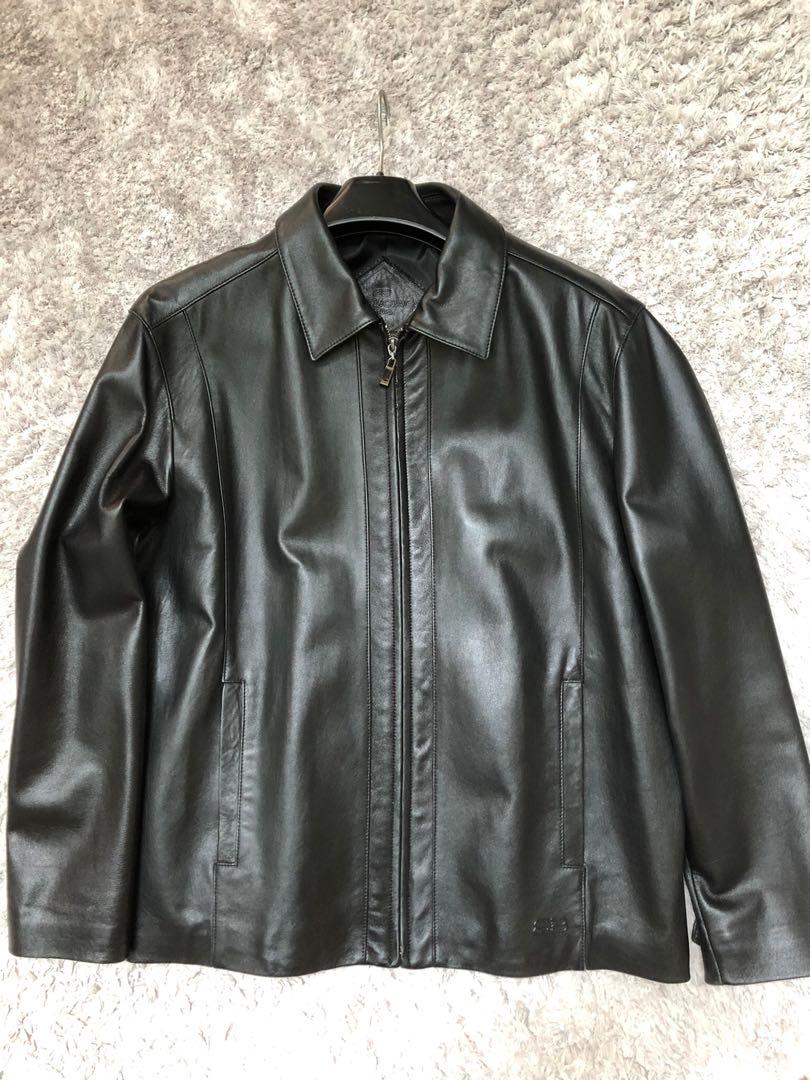 Balenciaga Mens Contrast Logo Leather Moto Jacket In Black  ModeSens
