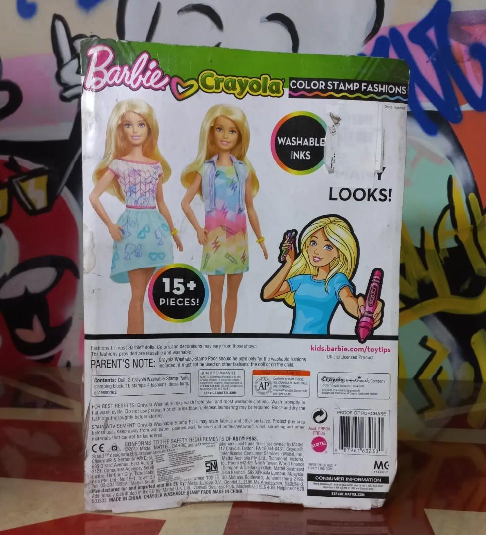 Barbie Crayola Color Stamp Fashion Ori Mattel Toys Collectibles Mainan di Carousell