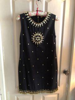 Black dress with crystal neckline and center pcs