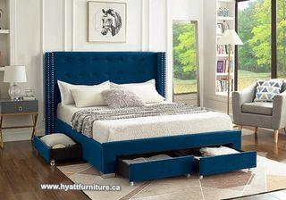 Brand new Elegant style Velvet Fabric Queen size Platform Bed only $998