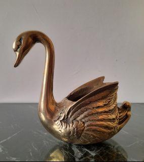 Brass Swan Planter Holder