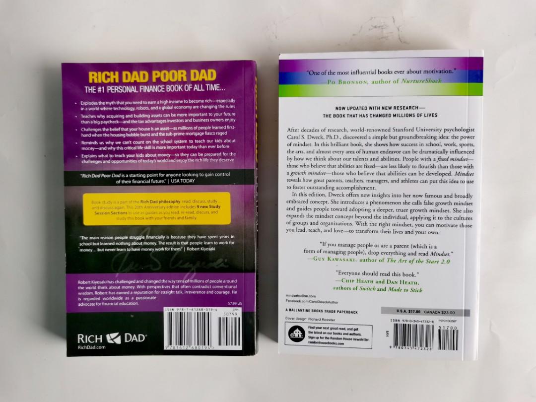 Mindset & Rich Dad Poor Dad Bundle [SALE] (Category: Storybooks) located in Mandaluyong City. Submitted by pattotie_bookshop (Listing ID 1148541469, Image 2). Description: !!! GREAT DEALS IN MY STORE !! Visit our shop to get the lowest prices and the best deals yet. I know you want it! Ano pang hinihintay mo, Add to Cart na! Lazada Link : https://s.lazada.com.ph/s.h6EBV Shopee Link : http://shopee.ph/pattotie_bookshop PS: Please do support our sh