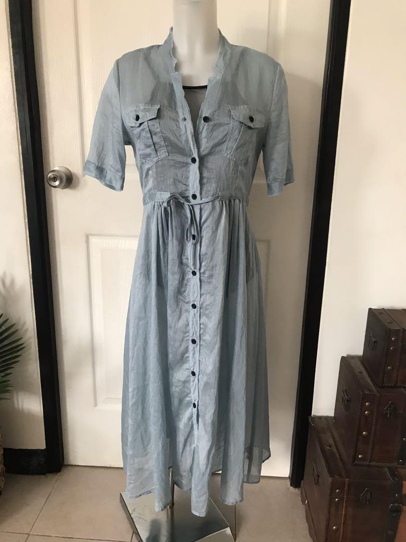 SALE! BUTTON DOWN POWDER BLUE DRESS (Category: Dresses) located in Capas. Submitted by stuffandgo (Listing ID 1148471097, Image 1). Description: Excellent quality fabric 🤩🤩🤩 Excellent used condition🤩🤩🤩 Linen organza fabric 💯 Fits S to semi L Best for summer outfit 🥰☀️.