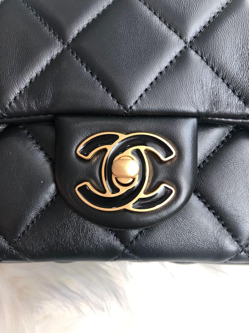Chanel Classic Mini Rectangle Flap in Black and White LGHW