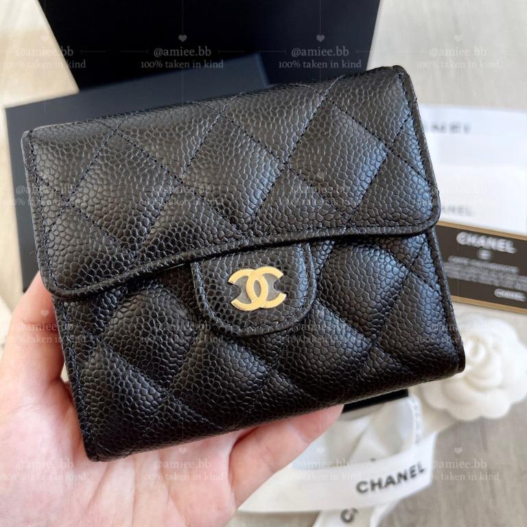 Chanel Classic Flap Small Wallet in Black Caviar GHW CF Short