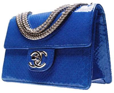 Chanel Python Mini Square - Rare! (Category: Bags & Wallets) located in Singapore. Submitted by newmom81 (Listing ID 1148499128, Image 2). Description: The bag is a collectors item, beautifully crafted in patent python skin in blue, in classic French shade, ‘Yves Klein Bleu’. Yves Klein is the French artist who developed this shade of deep electric blue in 1958, and it has been known as International Klein Blue (IKB) in the art circle ever since.