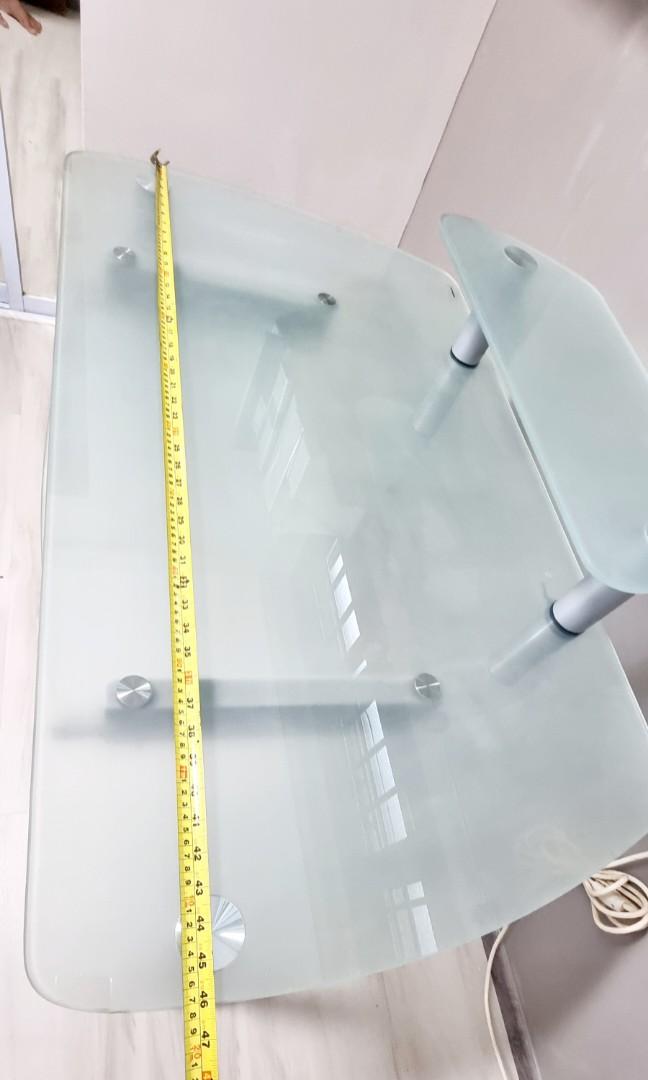 Computer desk table glass frosted study, Furniture & Home Living