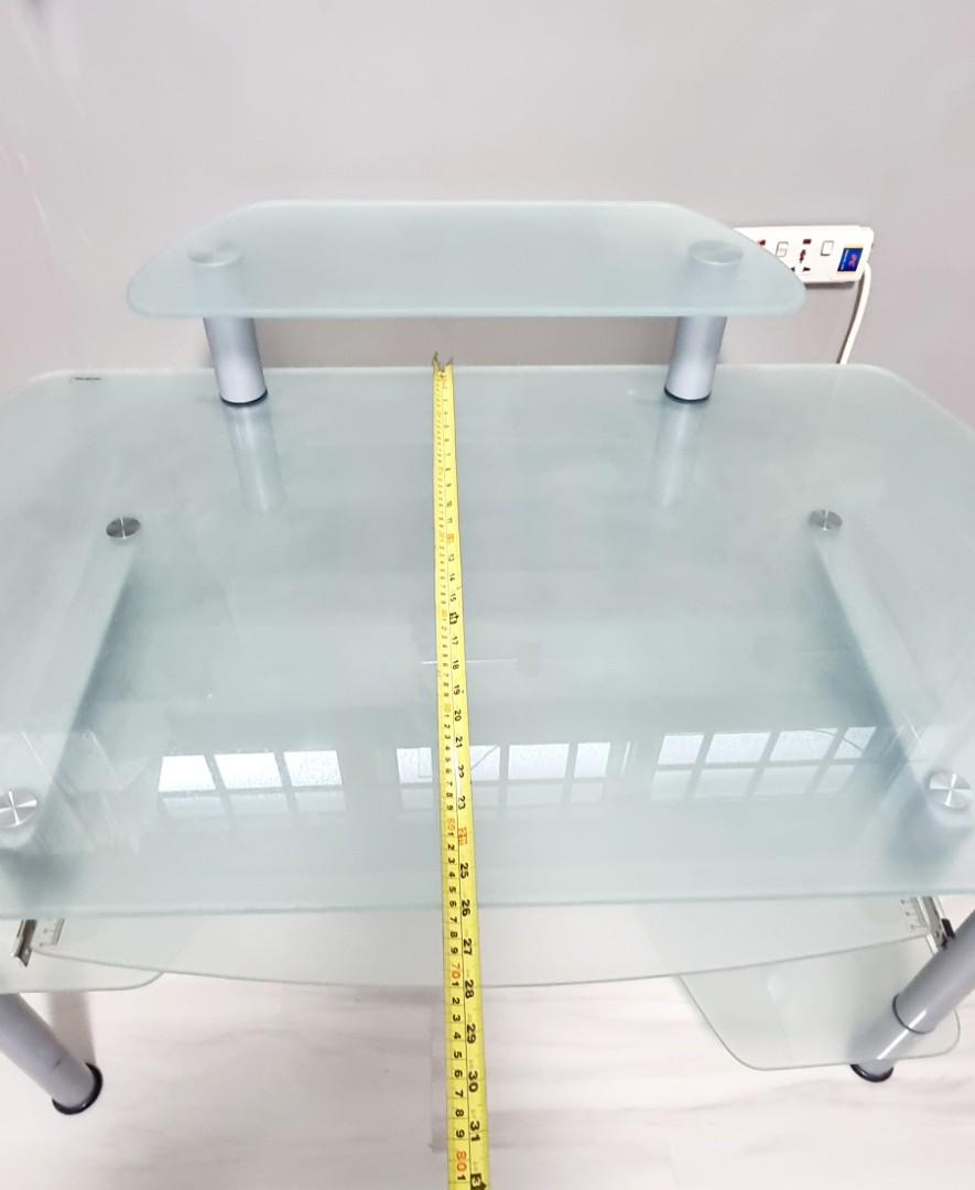 Computer desk table glass frosted study, Furniture & Home Living