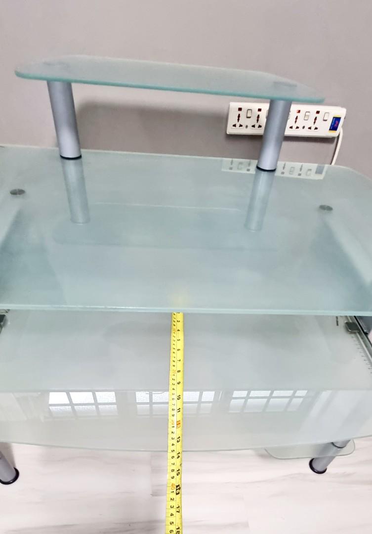 Computer desk table glass frosted study, Furniture & Home Living